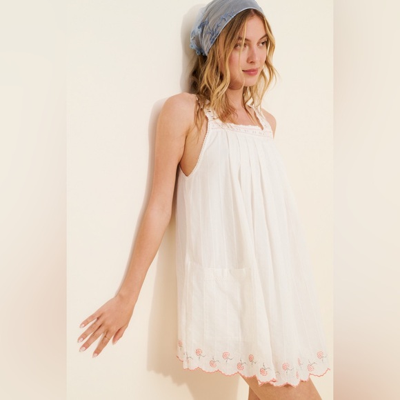 Free People Dresses & Skirts - FREE PEOPLE Latecia Embroidered Tunic Dress NWT Ivory